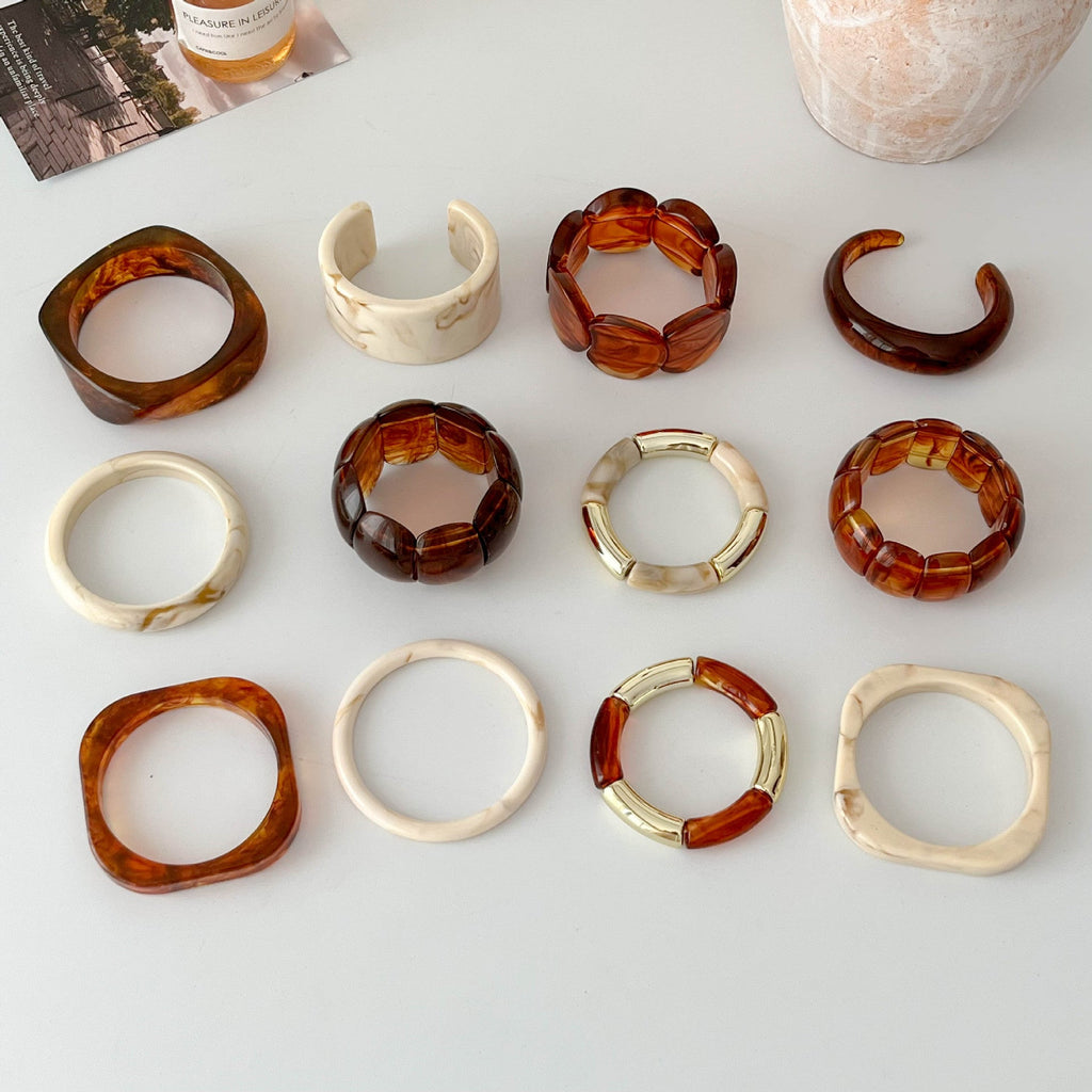 Marbled Wide Resin Bangle — bracelet, view 2