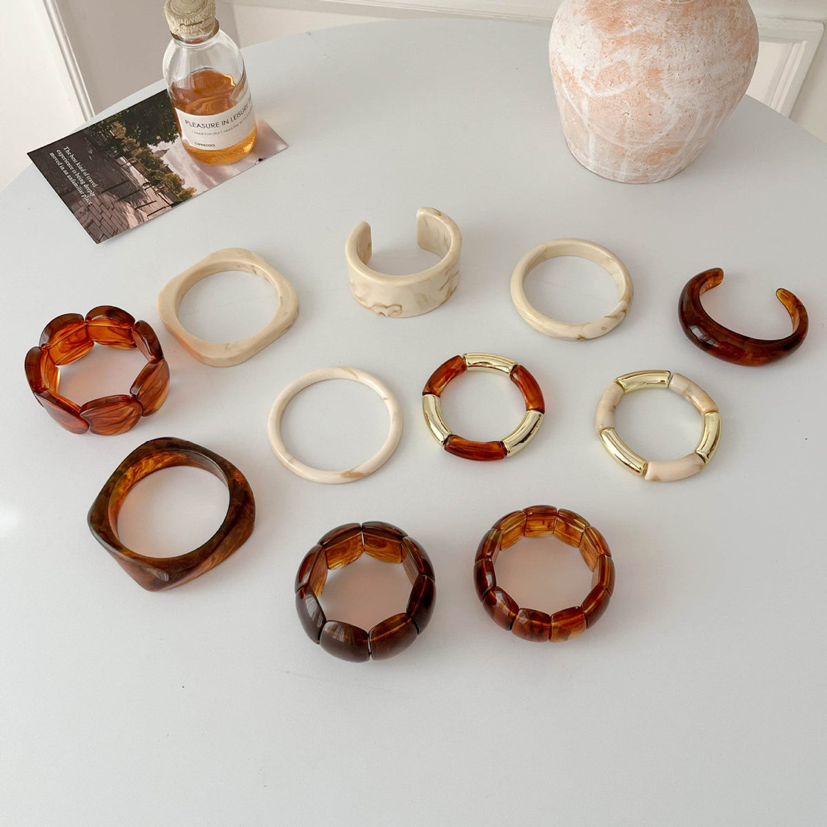Marbled Wide Resin Bangle — bracelet, view 3