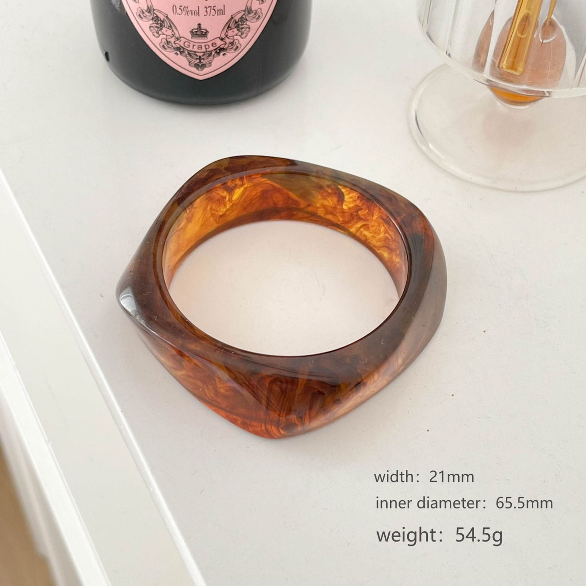 Marbled Wide Resin Bangle — bracelet, view 4