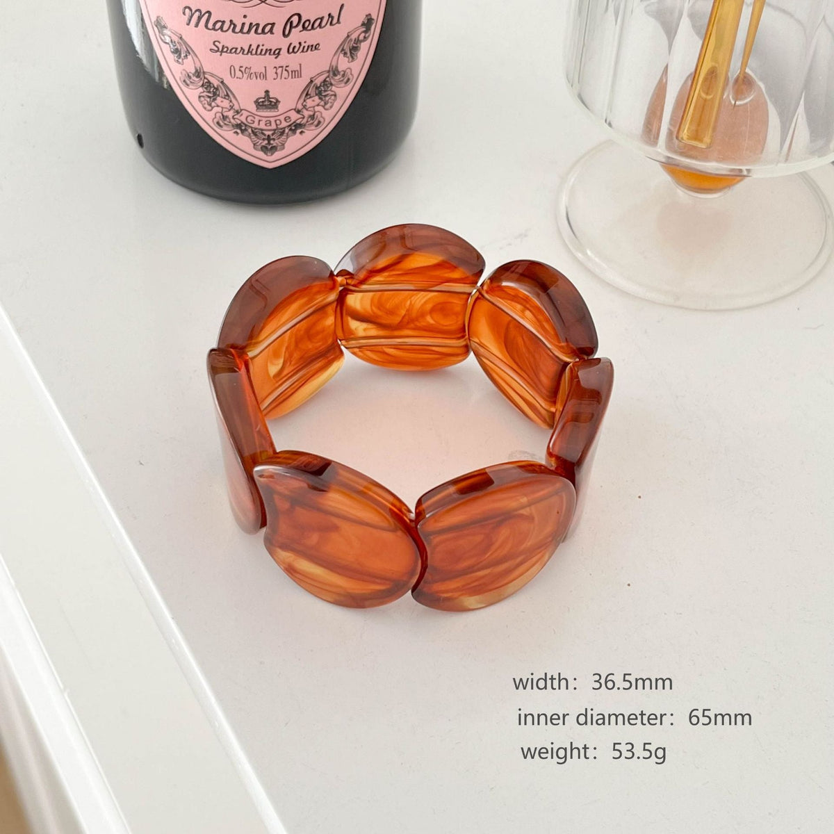 Marbled Wide Resin Bangle — bracelet, view 6