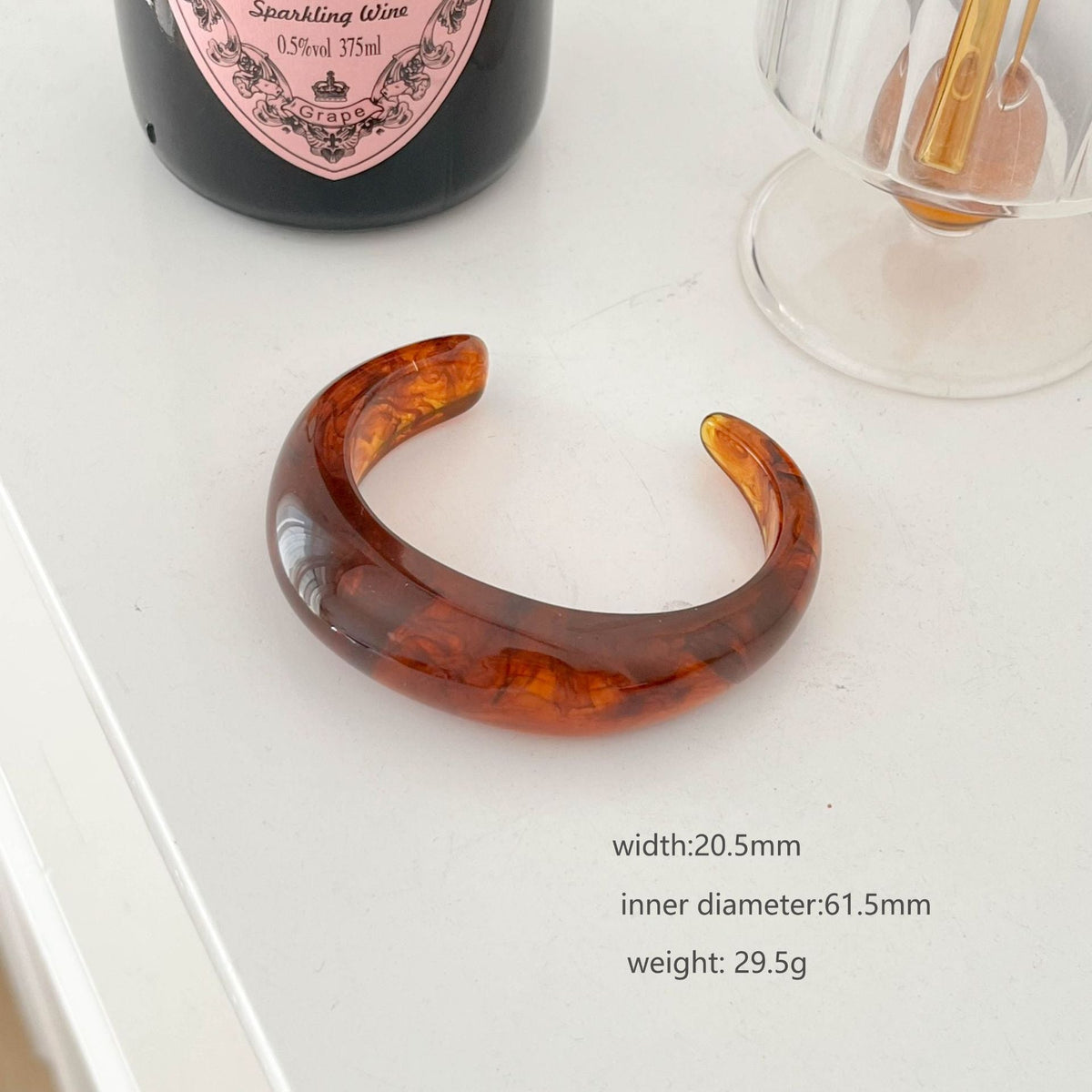Marbled Wide Resin Bangle — bracelet, view 7