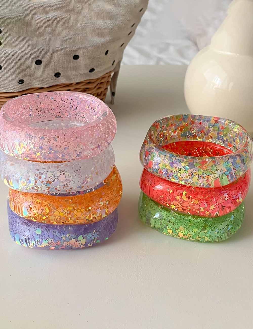 Sequin Square Resin Bangle — bracelet