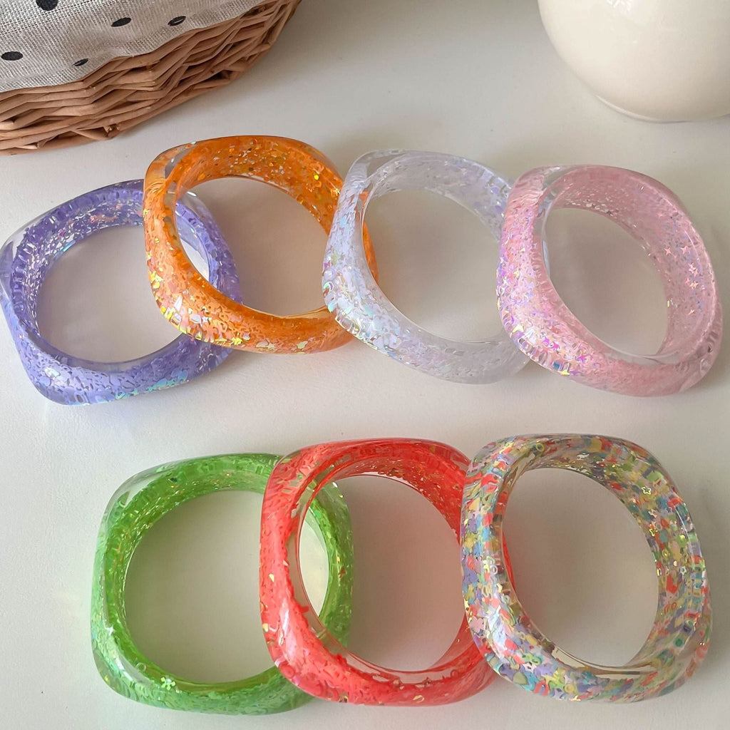 Sequin Square Resin Bangle — bracelet, view 2