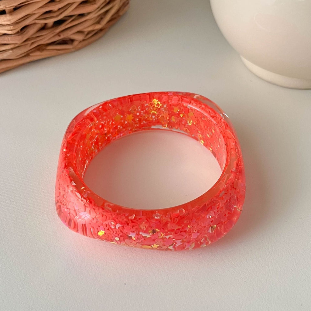 Sequin Square Resin Bangle — bracelet, view 6