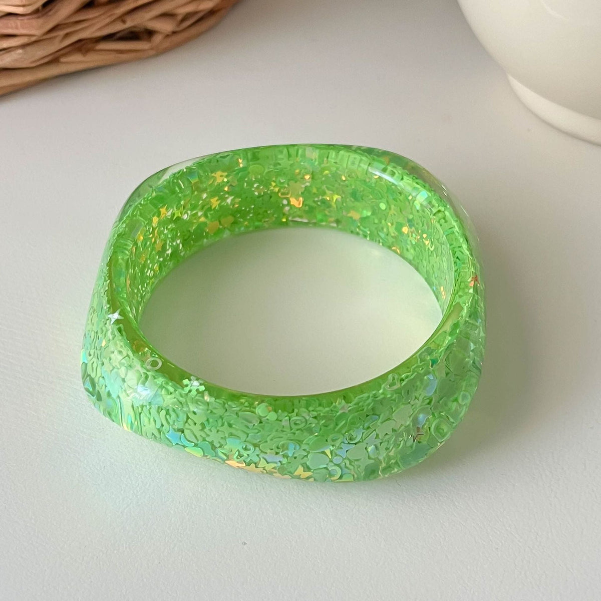 Sequin Square Resin Bangle — bracelet, view 7