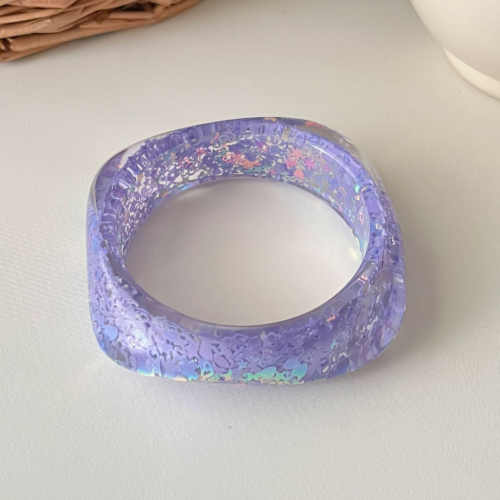 Sequin Square Resin Bangle — bracelet, view 8