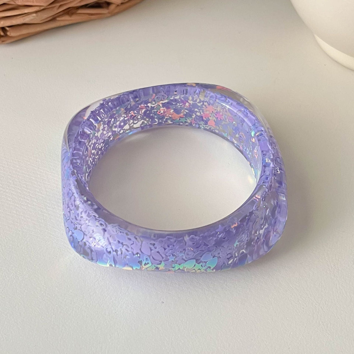 Sequin Square Resin Bangle — bracelet, view 8