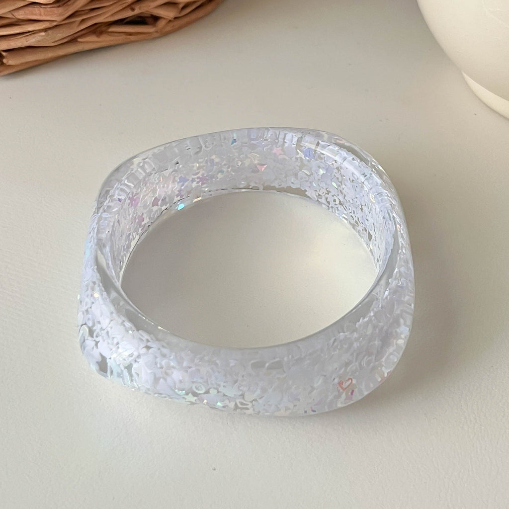 Sequin Square Resin Bangle — bracelet, view 9