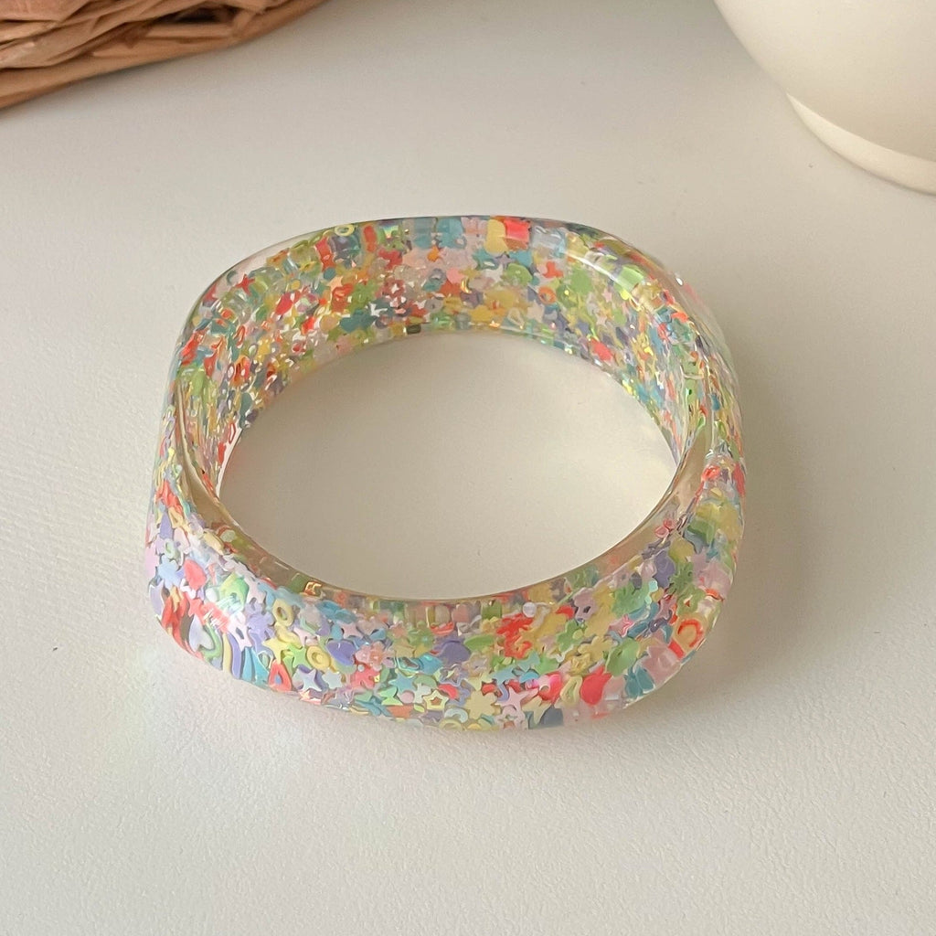 Sequin Square Resin Bangle — bracelet, view 11