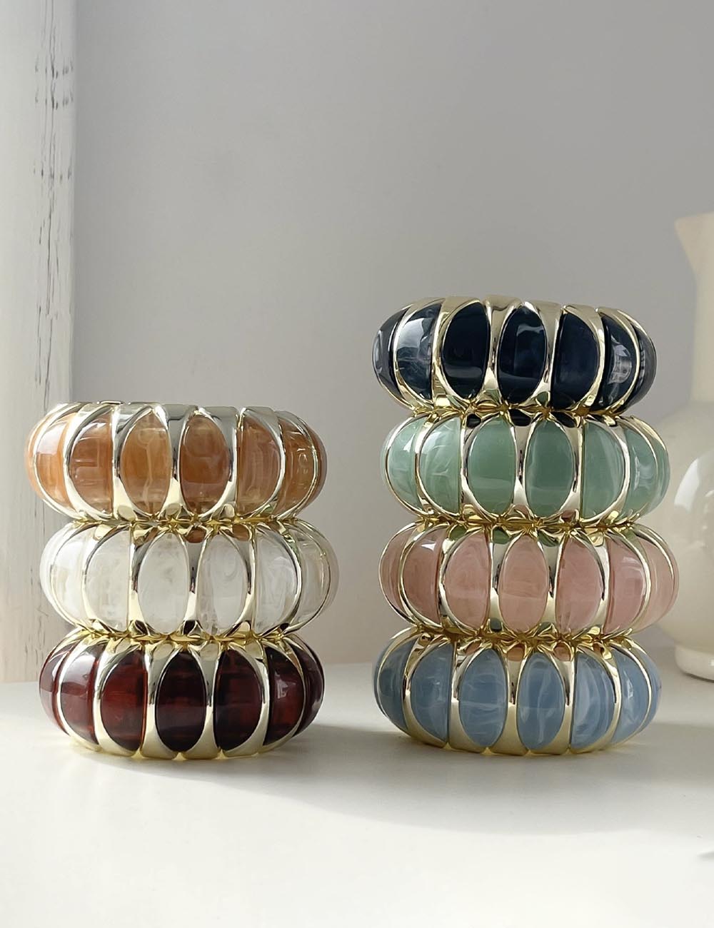 Wide Geometric Resin Bangle — bracelet