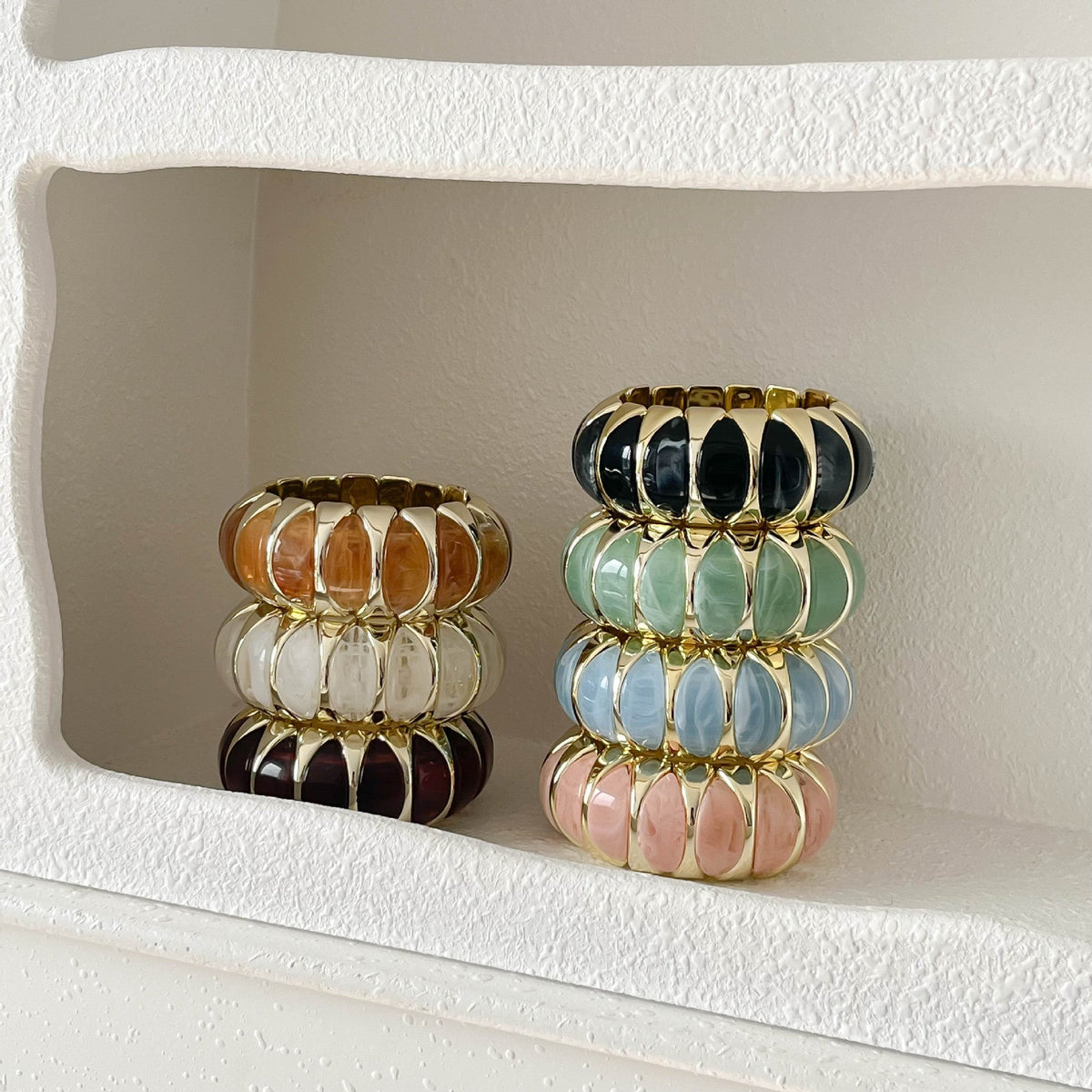 Wide Geometric Resin Bangle — bracelet, view 3