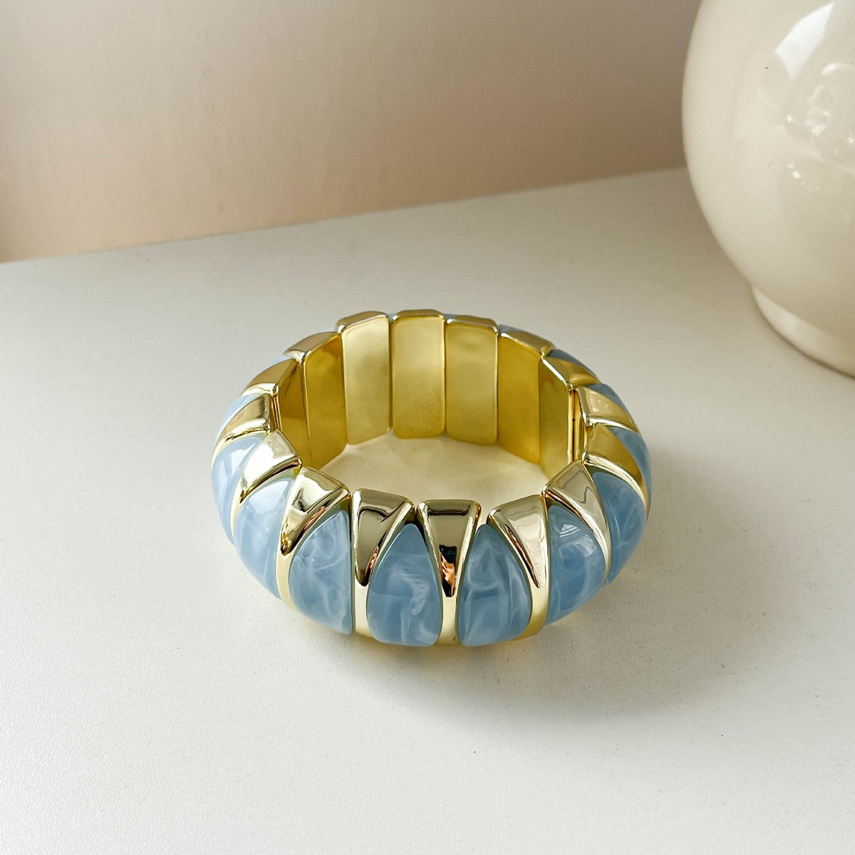 Wide Geometric Resin Bangle — bracelet, view 4