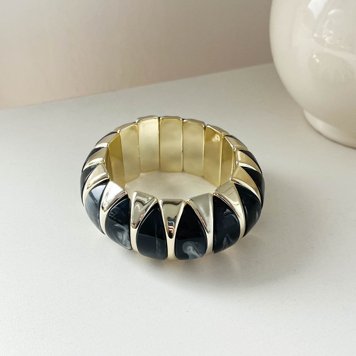 Wide Geometric Resin Bangle — bracelet, view 7