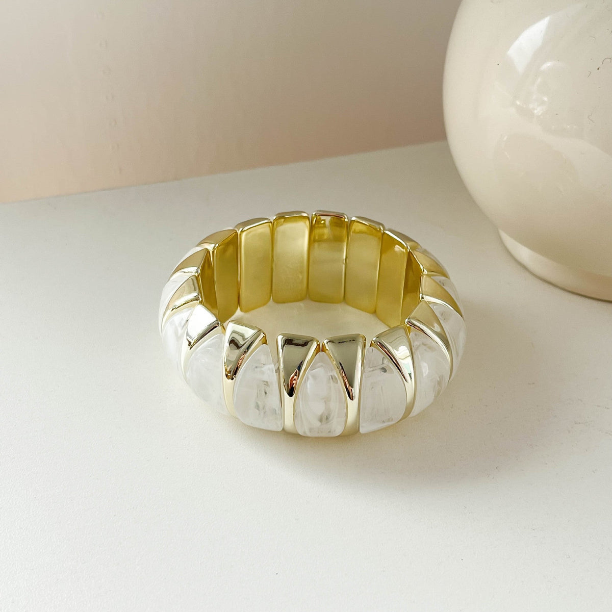 Wide Geometric Resin Bangle — bracelet, view 8