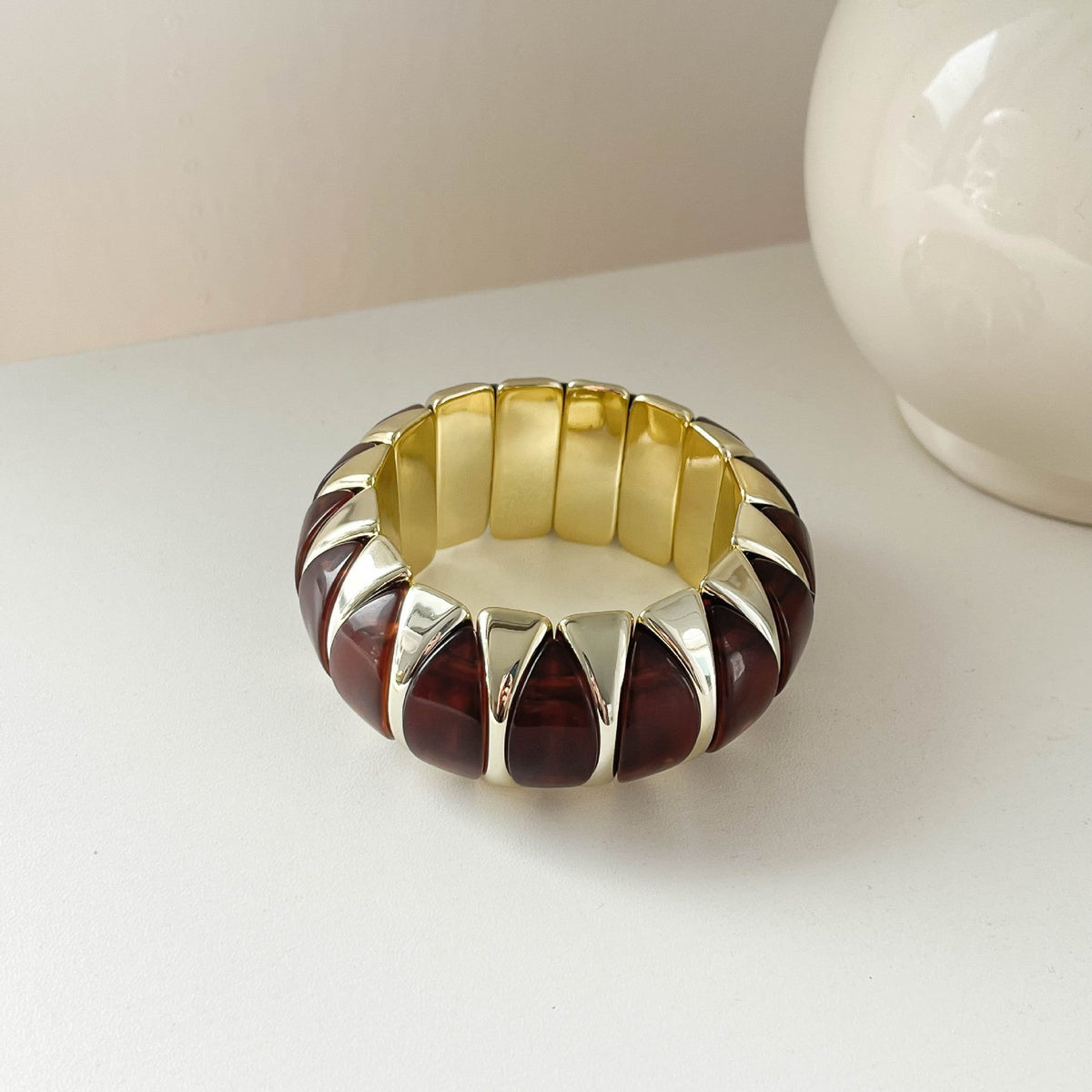 Wide Geometric Resin Bangle — bracelet, view 9