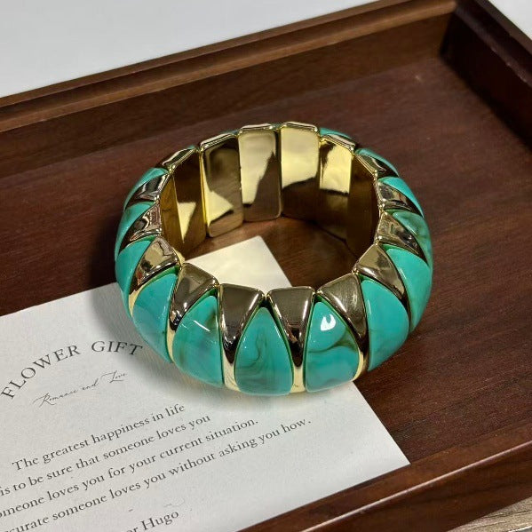 Wide Geometric Resin Bangle — bracelet, view 11