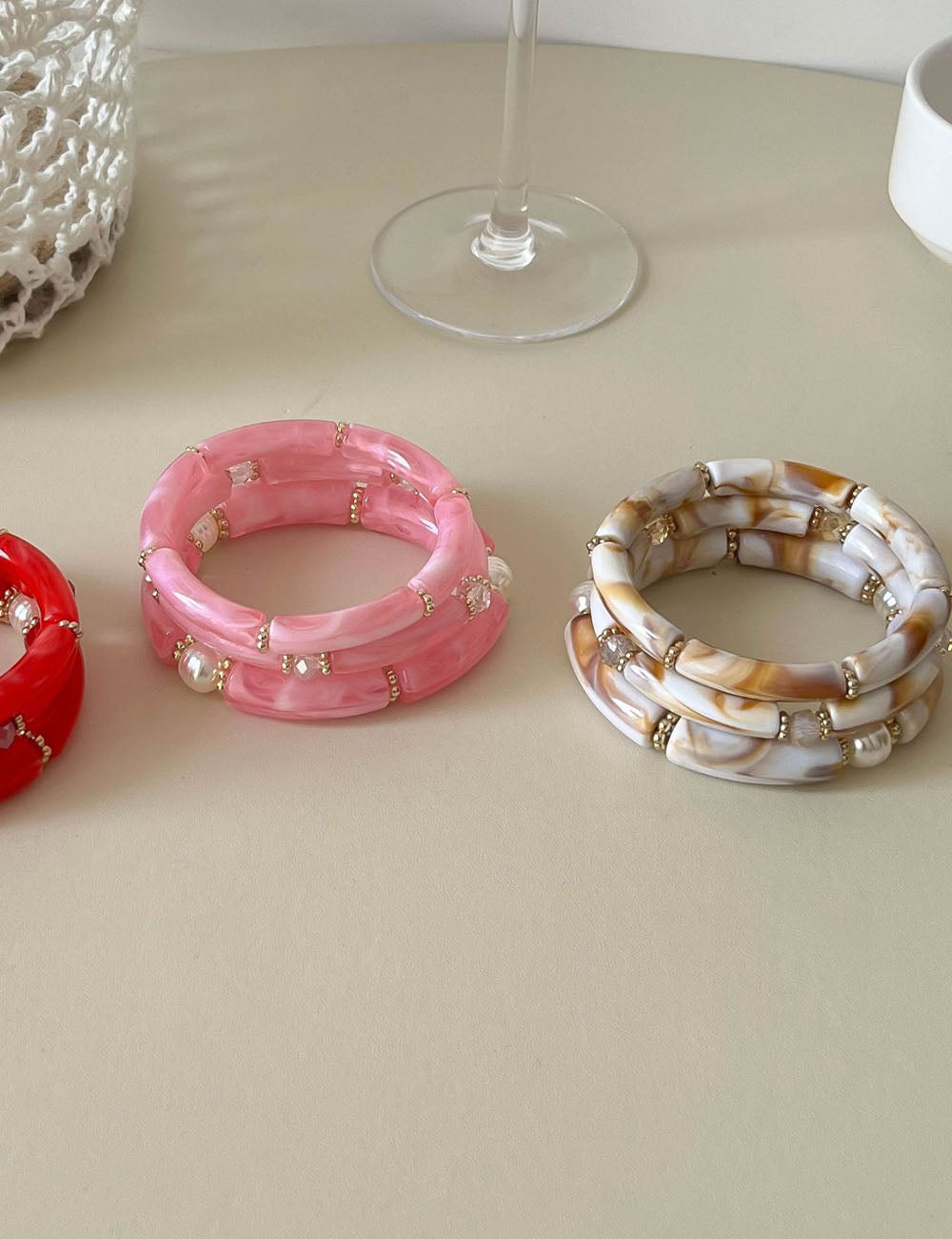 Bamboo Tube Beaded Bangle — bracelet