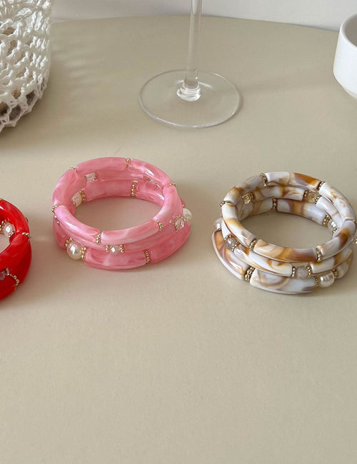 Bamboo Tube Beaded Bangle — bracelet
