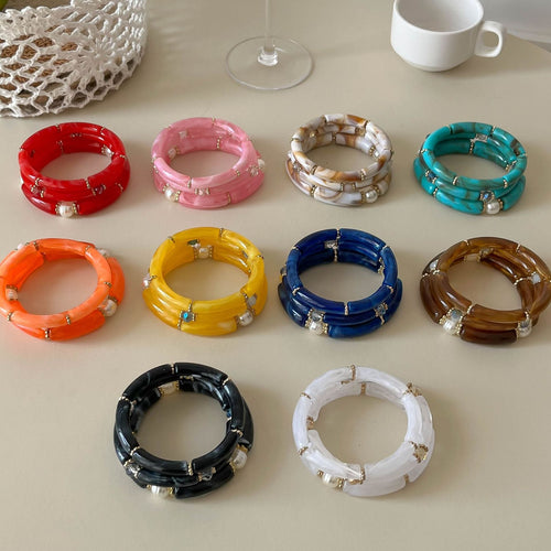 Bamboo Tube Beaded Bangle — bracelet, view 2