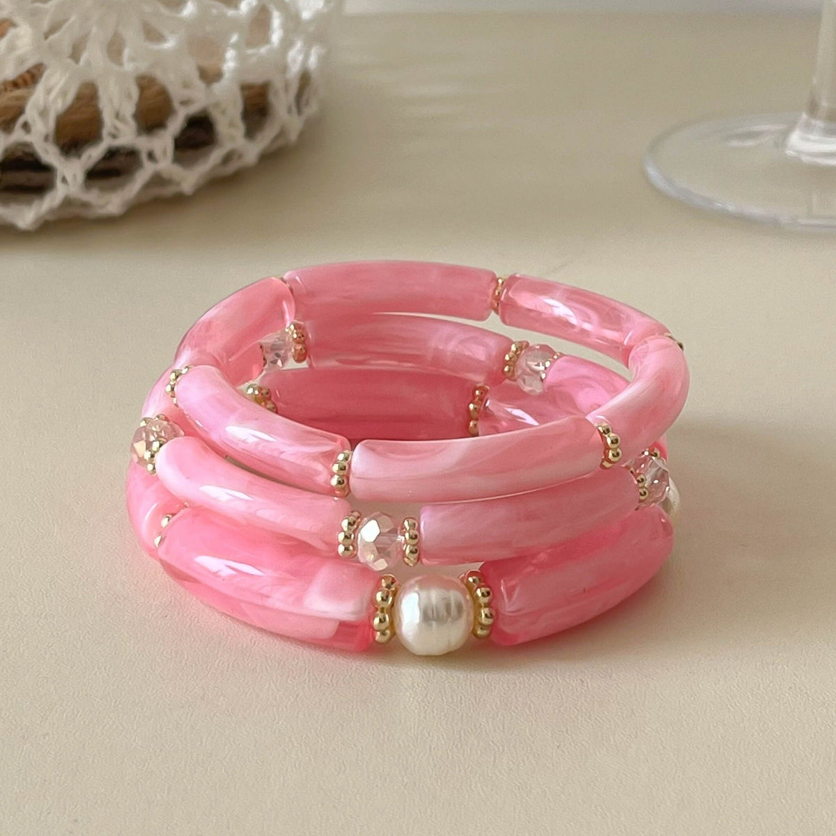 Bamboo Tube Beaded Bangle — bracelet, view 4