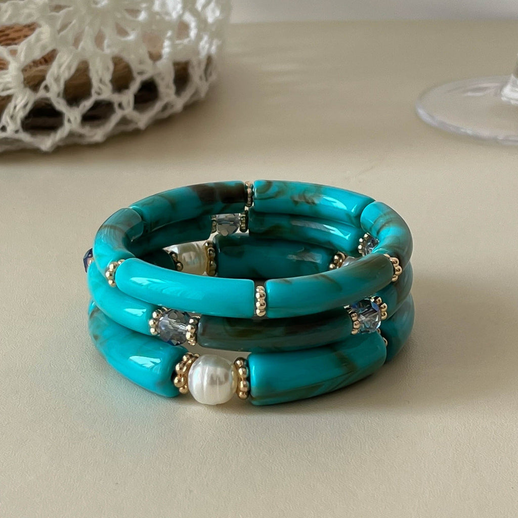 Bamboo Tube Beaded Bangle — bracelet, view 6