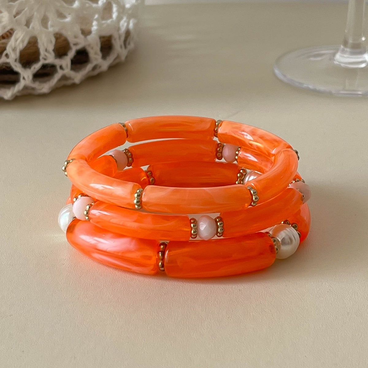 Bamboo Tube Beaded Bangle — bracelet, view 7
