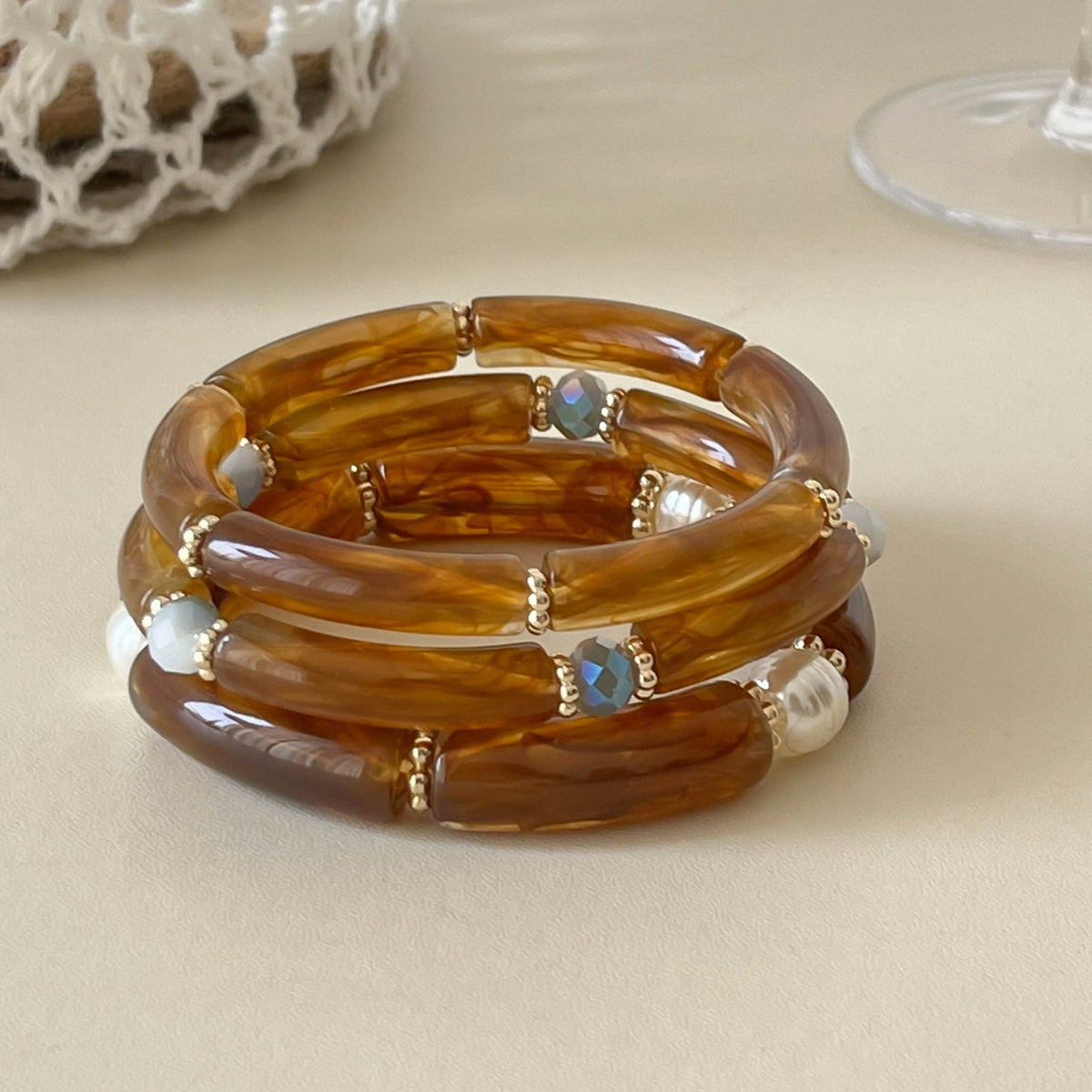 Bamboo Tube Beaded Bangle — bracelet, view 10