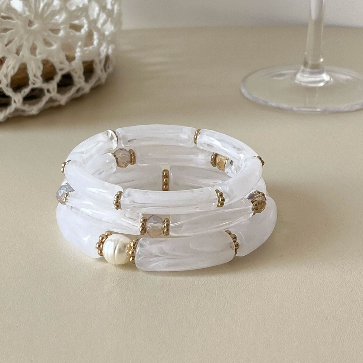 Bamboo Tube Beaded Bangle — bracelet, view 12