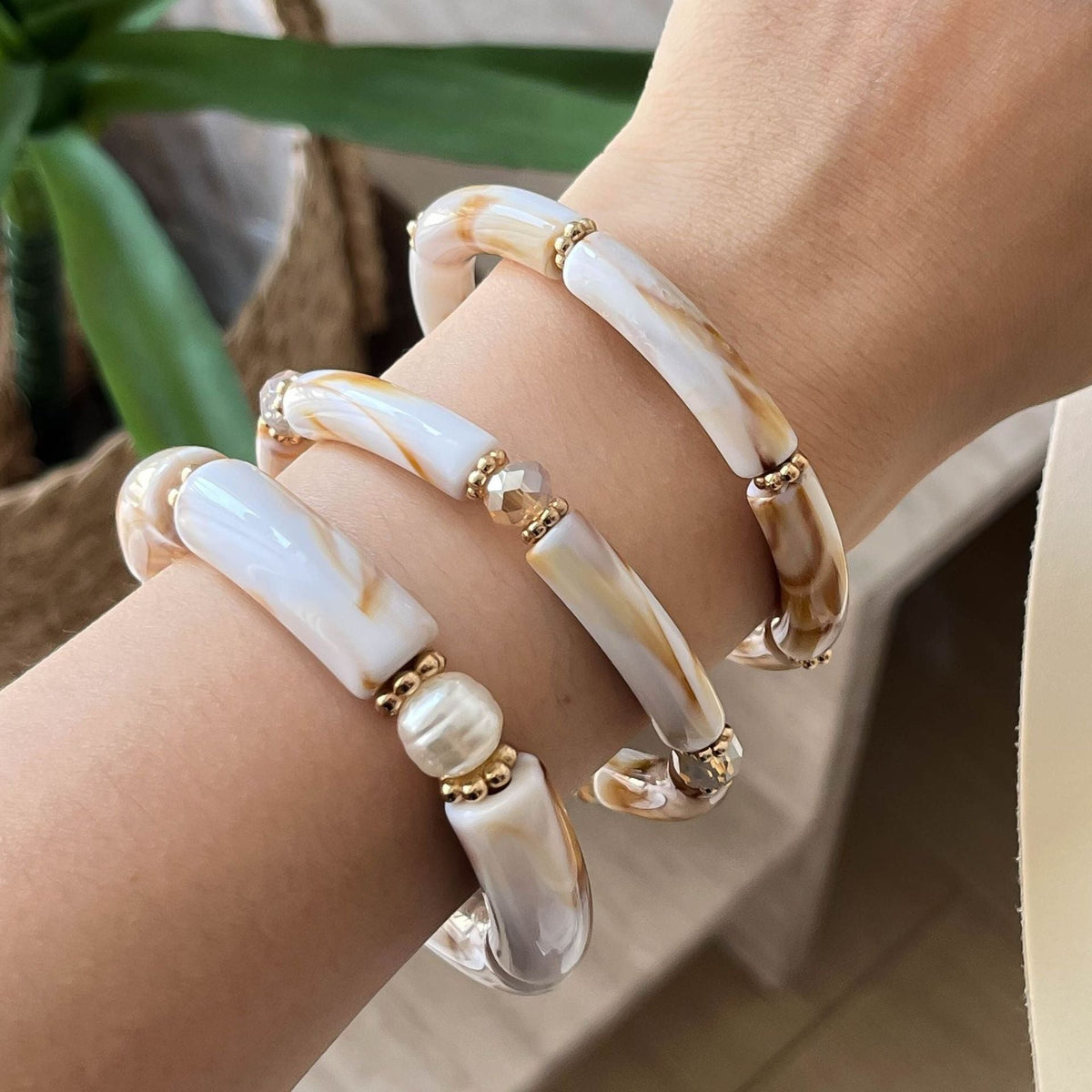 Bamboo Tube Beaded Bangle — bracelet, view 14