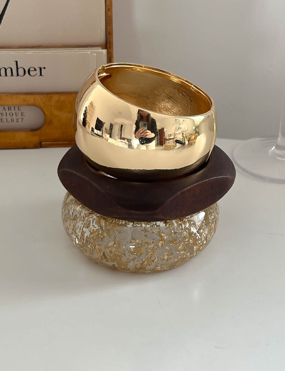 Fine Irregular Wide Resin Bangle — bracelet