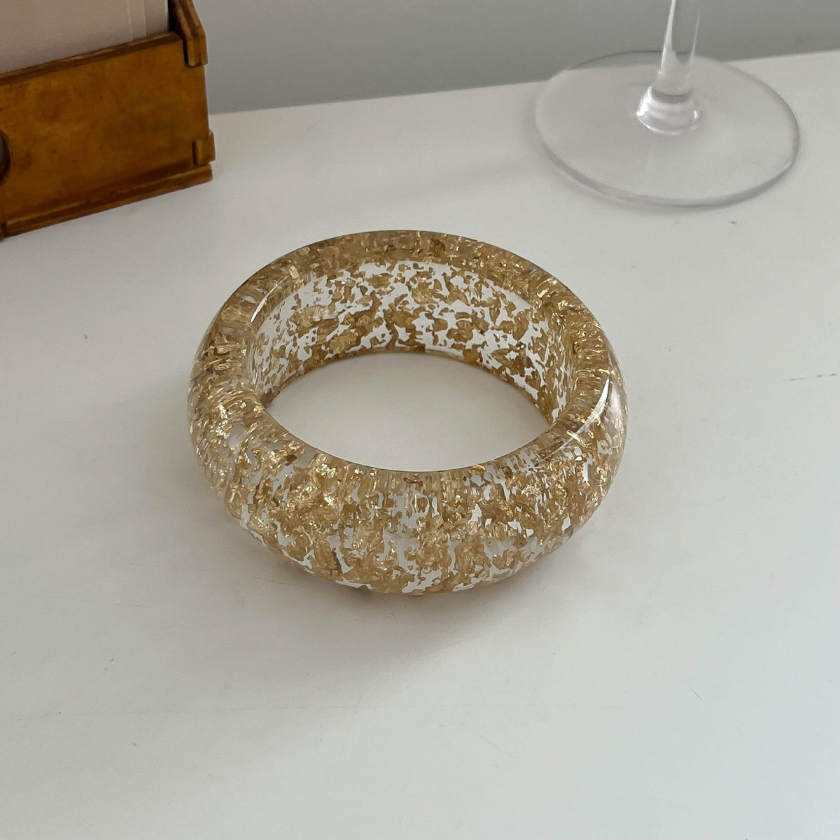 Fine Irregular Wide Resin Bangle — bracelet, view 7