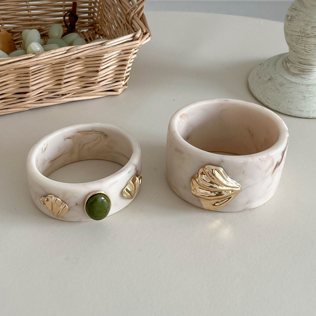 Shell Bead Geometric Wide Bangle — bracelet, view 5