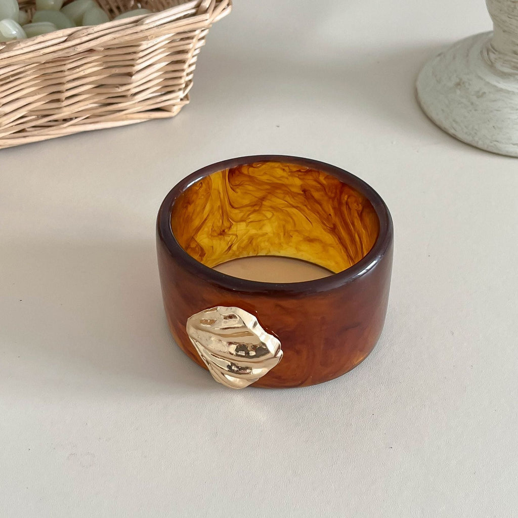 Shell Bead Geometric Wide Bangle — bracelet, view 6