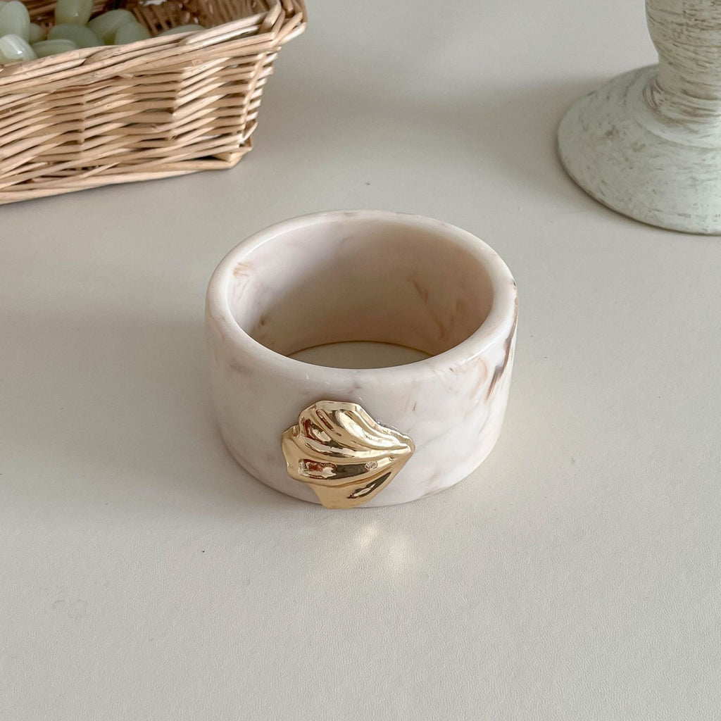 Shell Bead Geometric Wide Bangle — bracelet, view 8