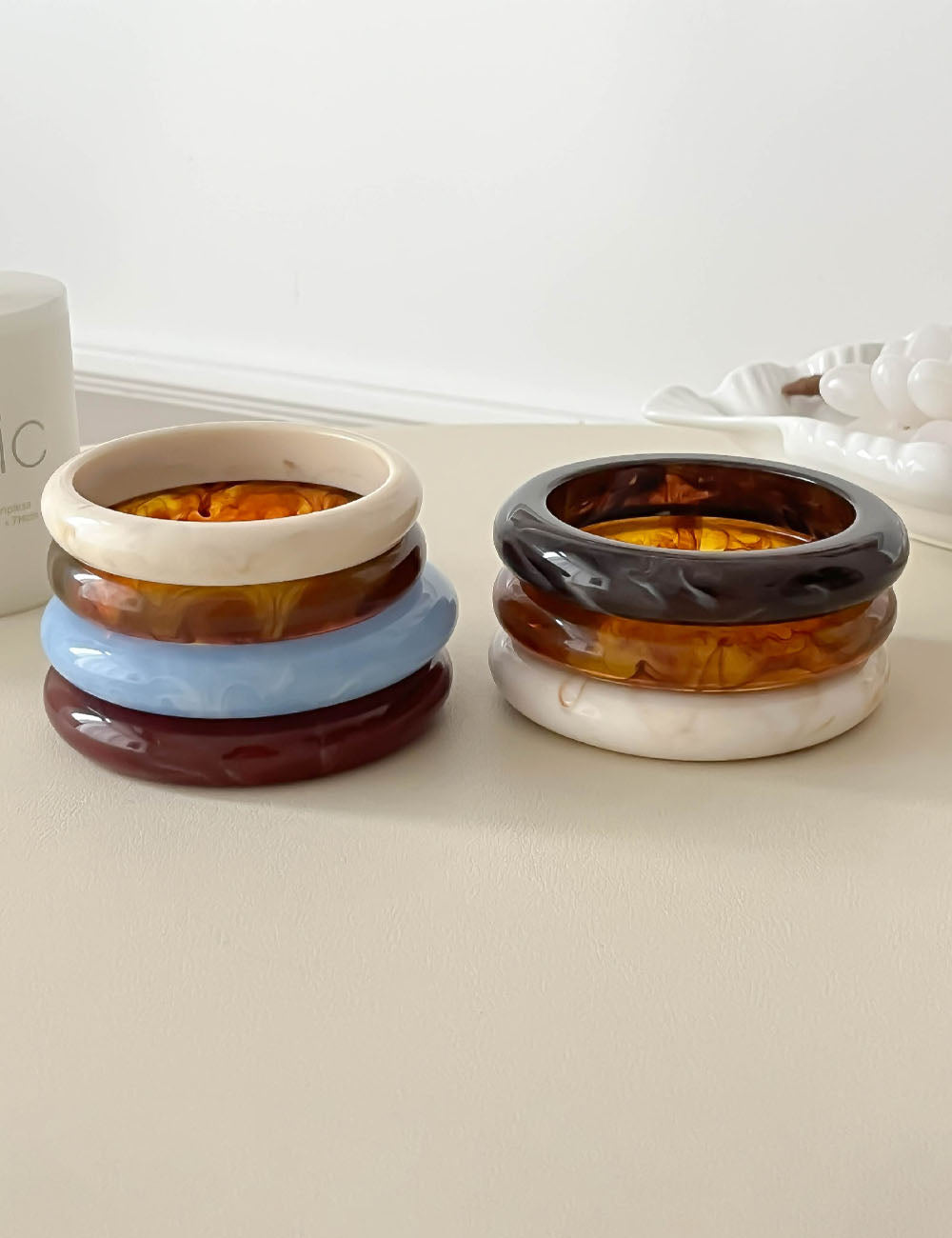 Fine Stackable Geometric Resin Bangle — bracelet