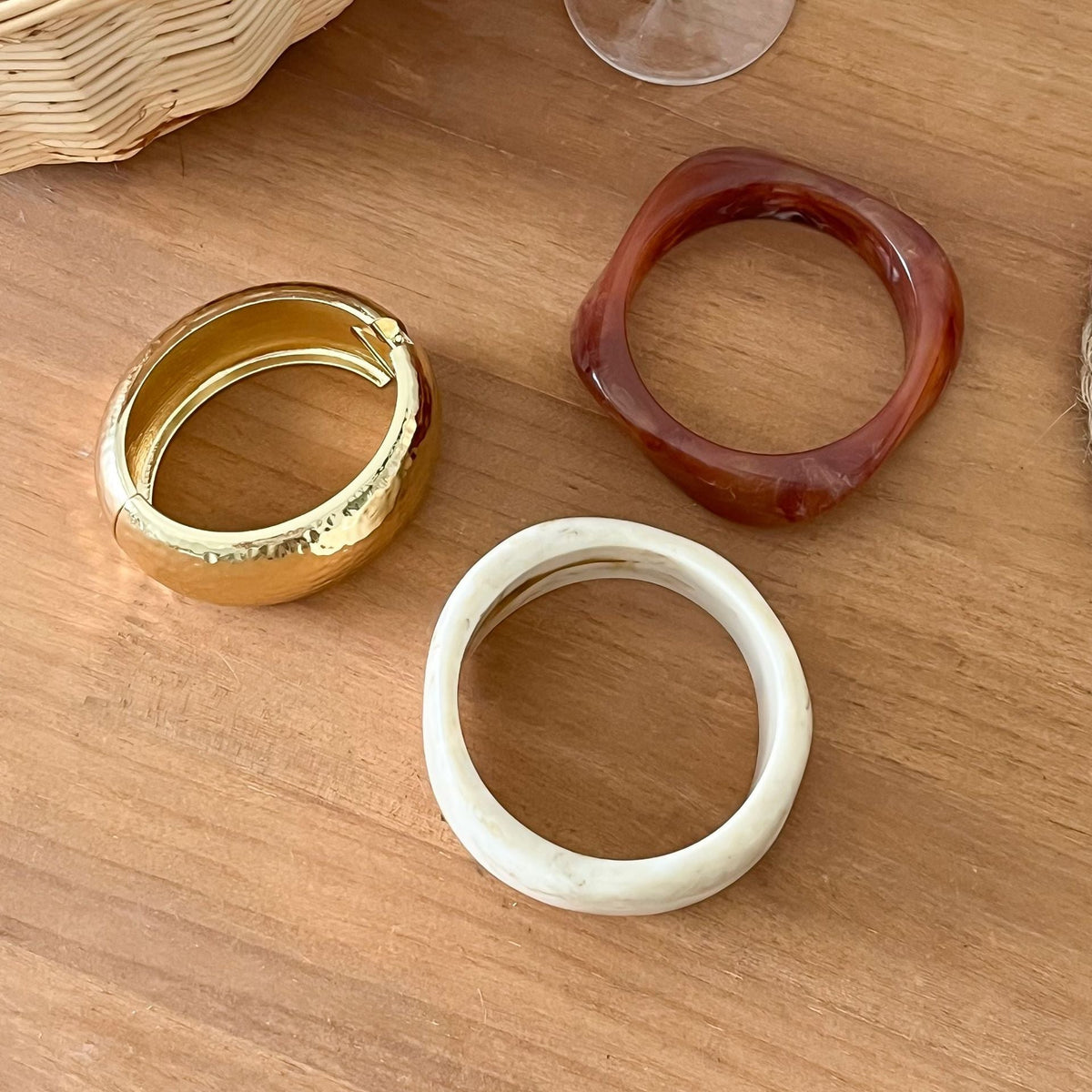 Irregular Wide Resin Bangle — bracelet, view 2