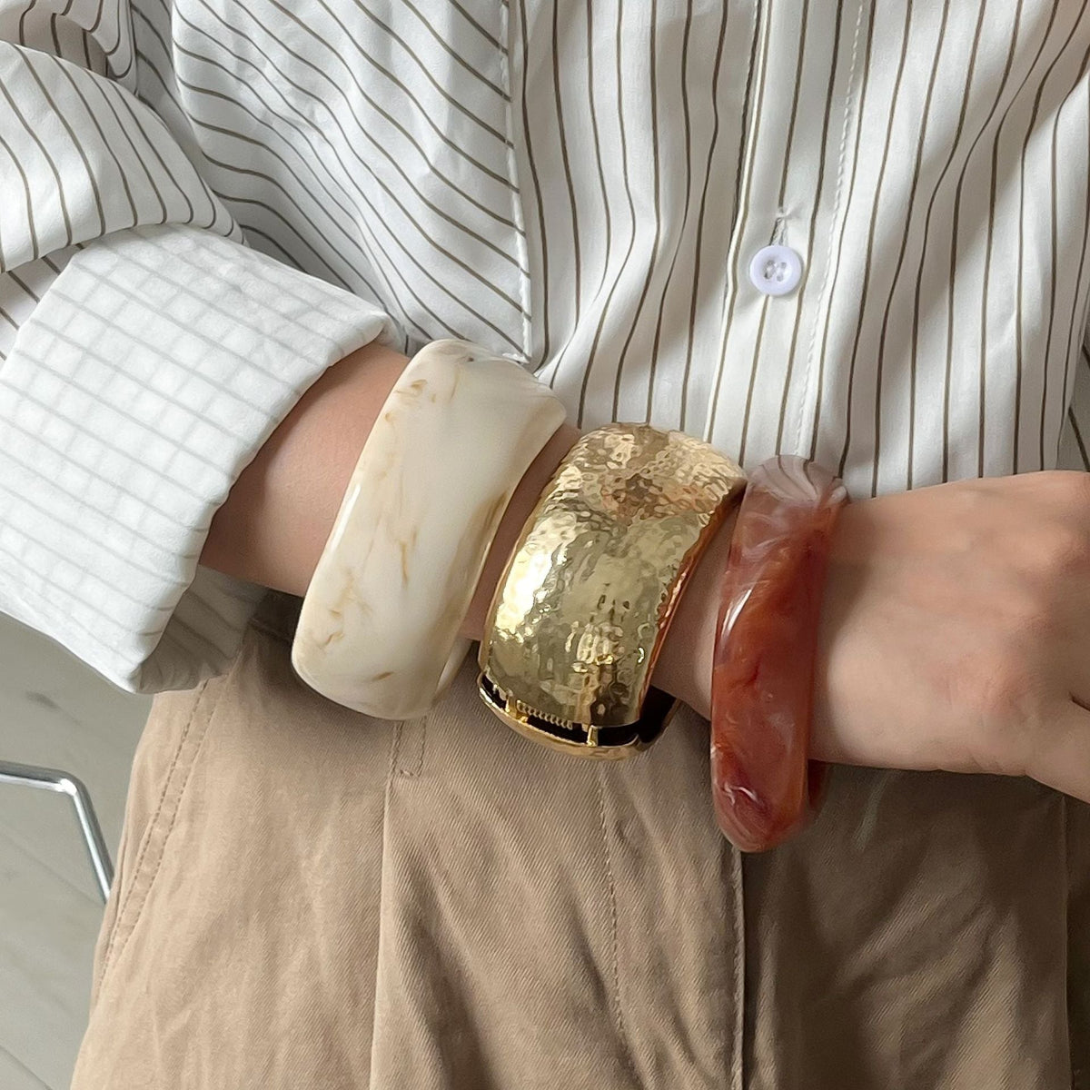 Irregular Wide Resin Bangle — bracelet, view 3