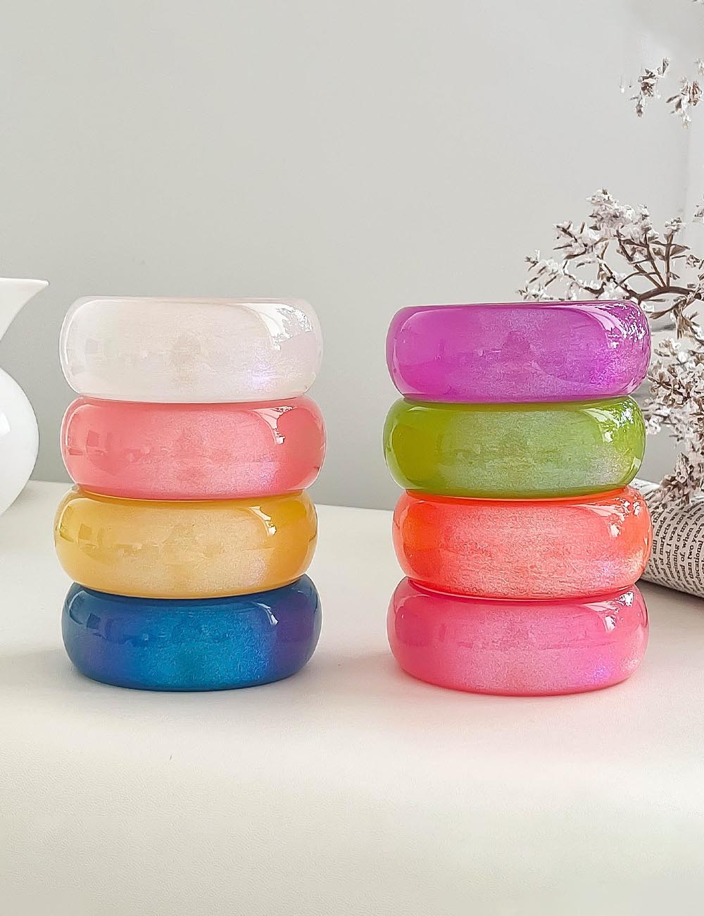 Iridescent Round Resin Bangle — bracelet