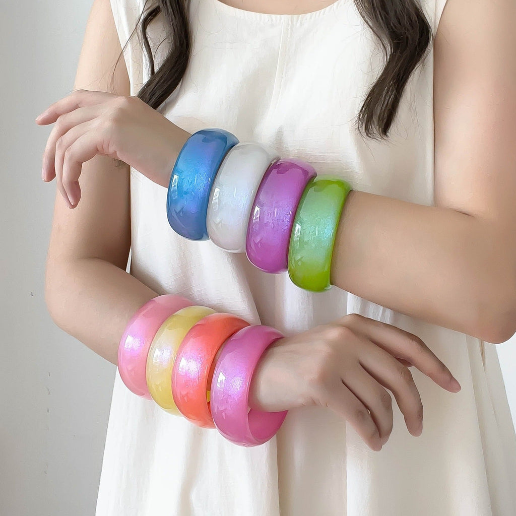 Iridescent Round Resin Bangle — bracelet, view 2
