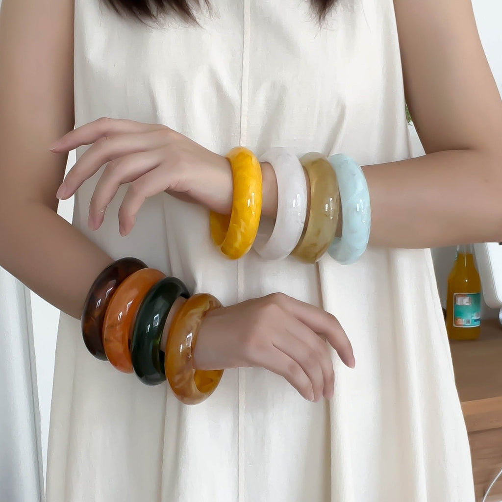 Marble Textured Resin Bangle — bracelet, view 2