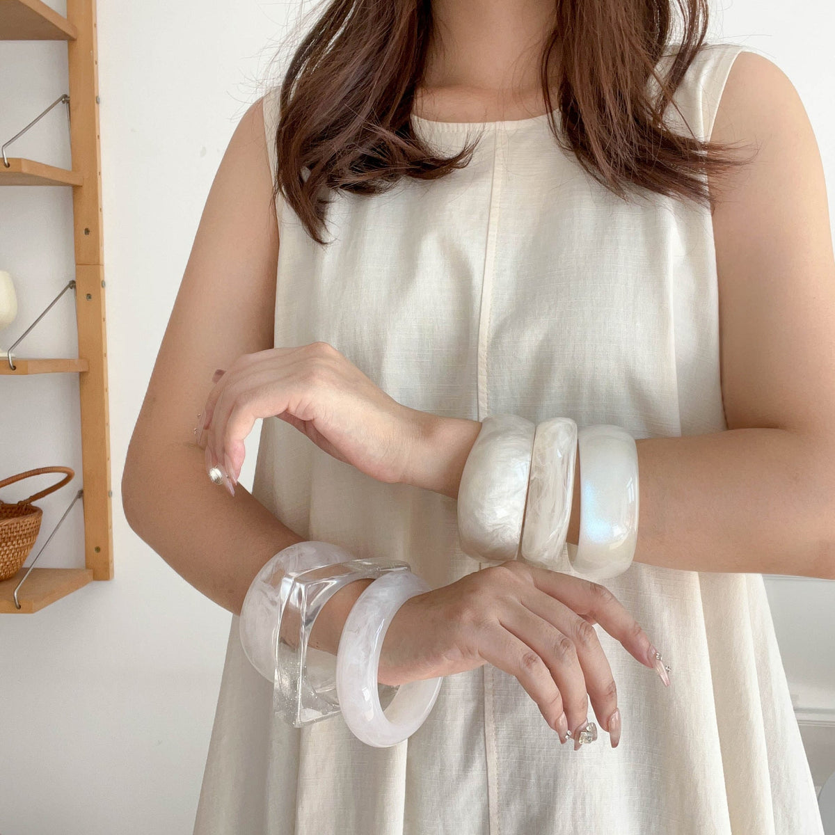 Transparent Irregular Resin Bangle — bracelet, view 2