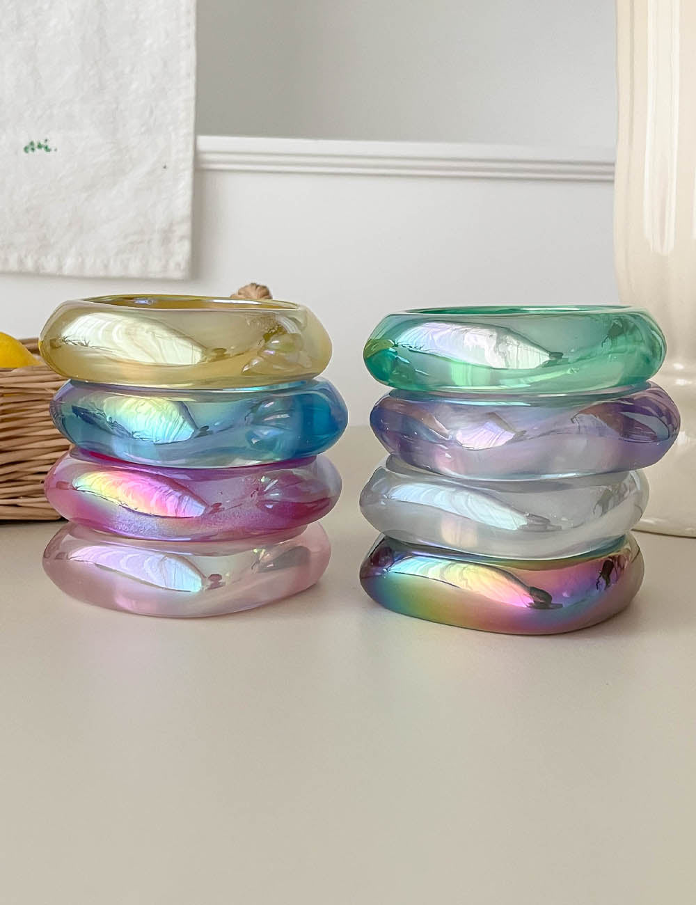 Iridescent Marbled Resin Bangle — bracelet