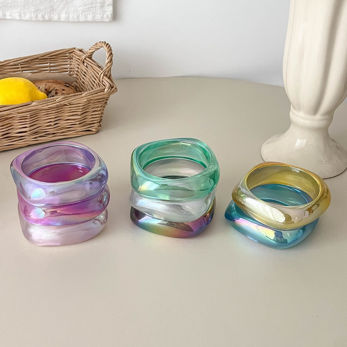 Iridescent Marbled Resin Bangle — bracelet, view 3