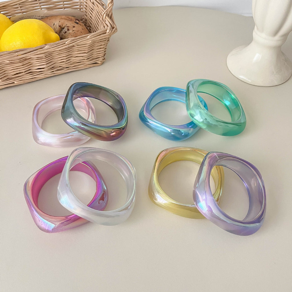 Iridescent Marbled Resin Bangle — bracelet, view 4