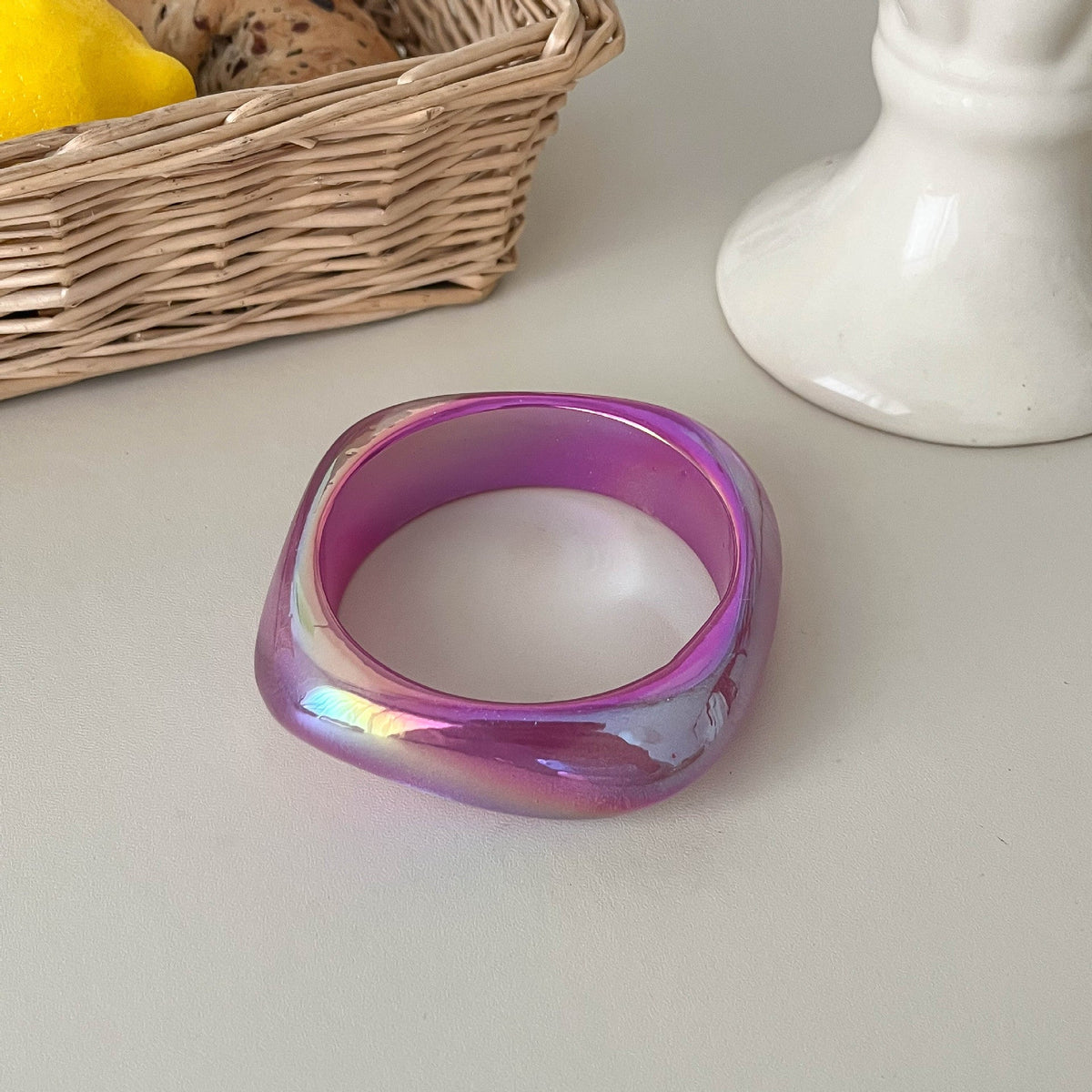 Iridescent Marbled Resin Bangle — bracelet, view 6