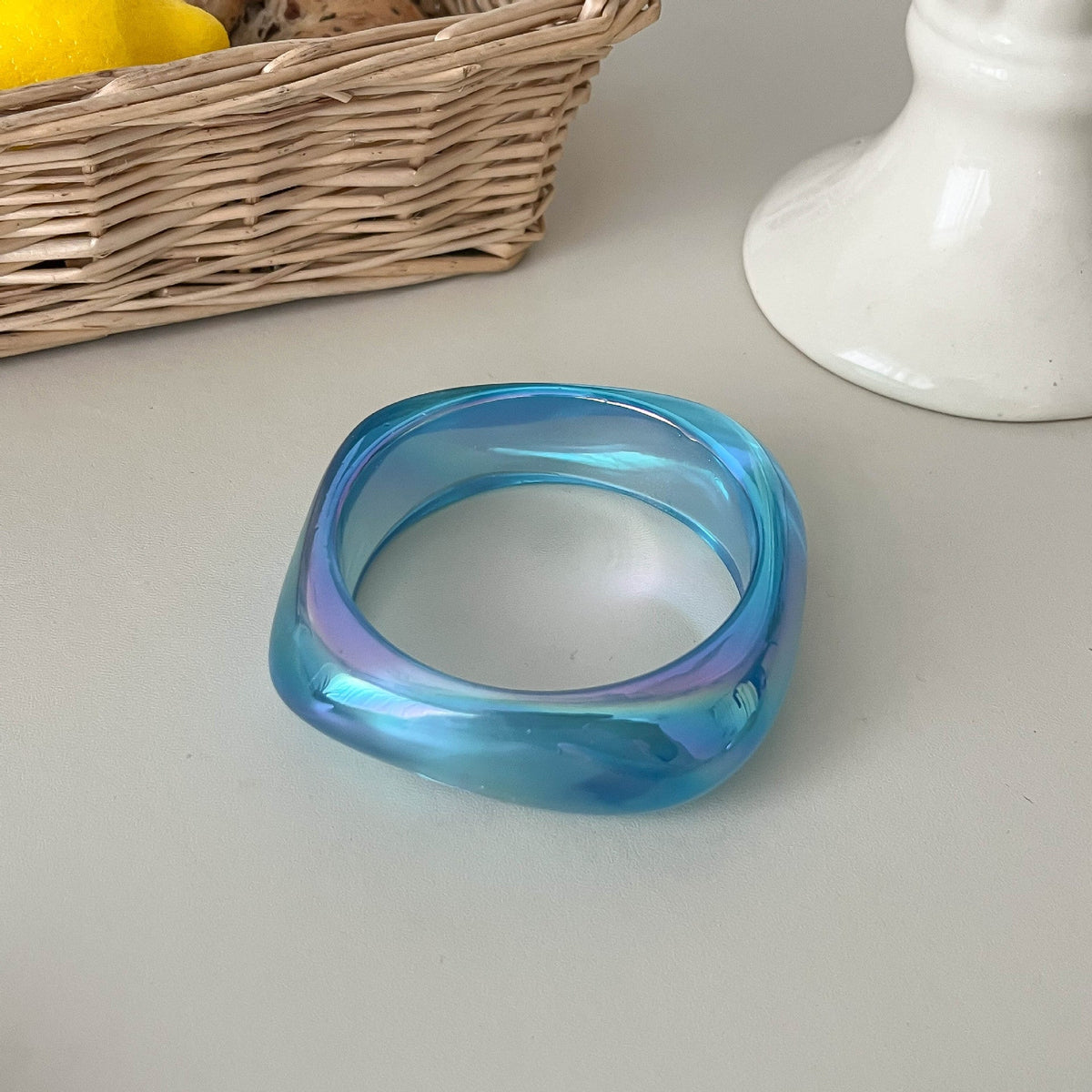 Iridescent Marbled Resin Bangle — bracelet, view 8