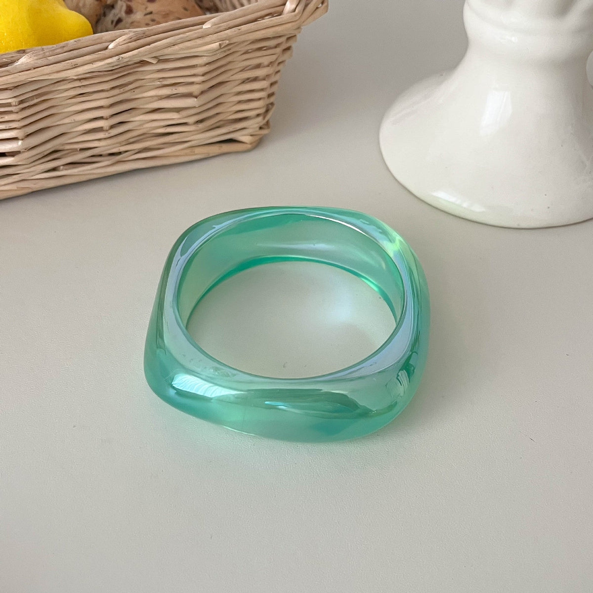 Iridescent Marbled Resin Bangle — bracelet, view 9