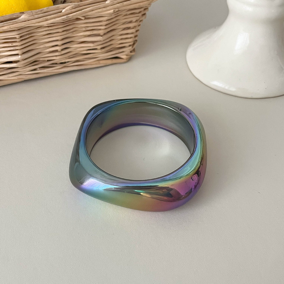Iridescent Marbled Resin Bangle — bracelet, view 12