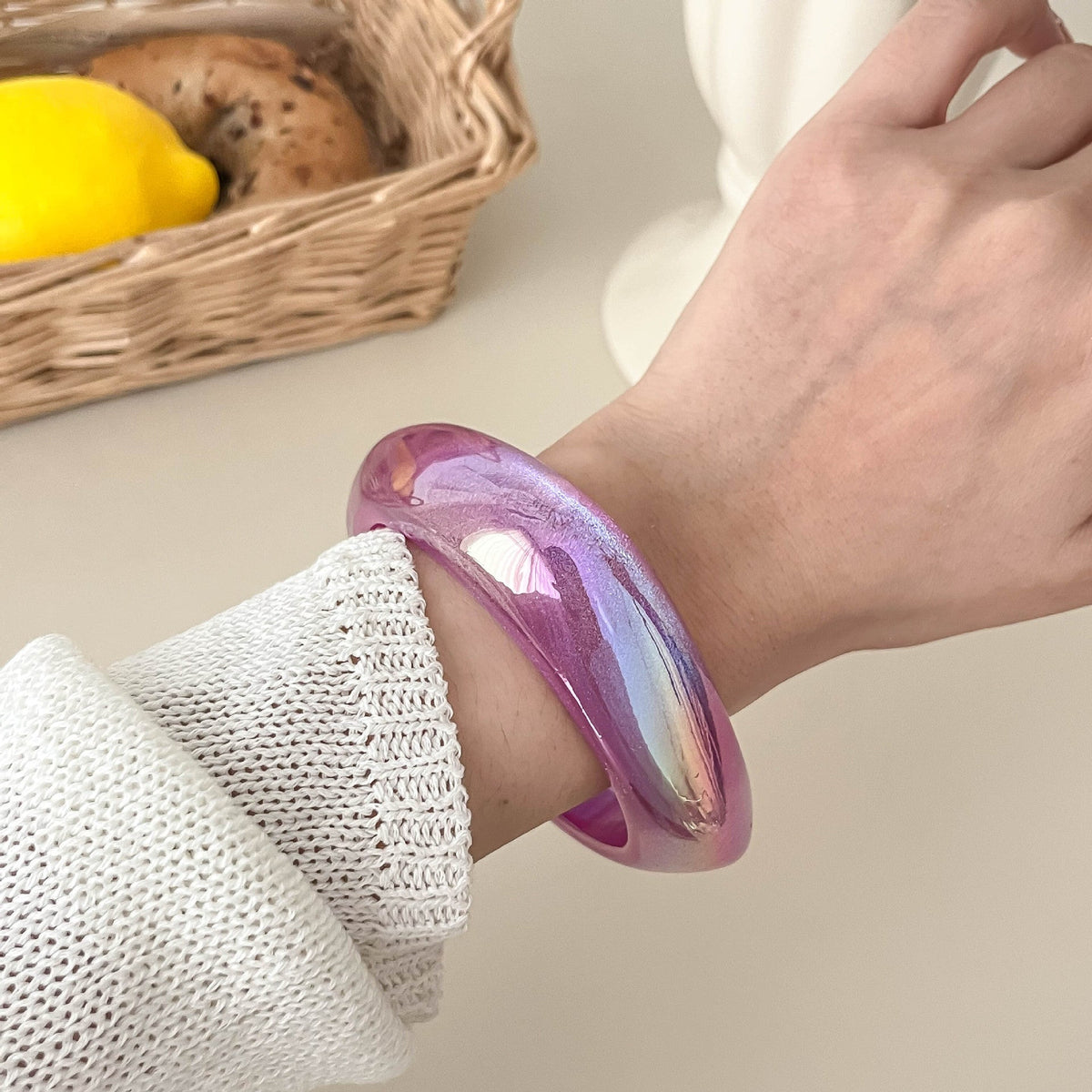 Iridescent Marbled Resin Bangle — bracelet, view 13