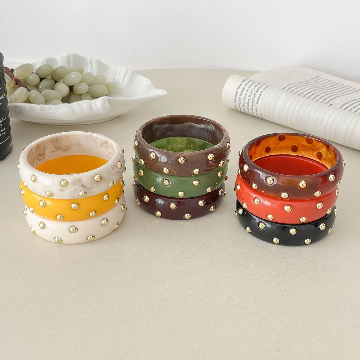 Wide Rivet Punk Bangle — bracelet, view 2
